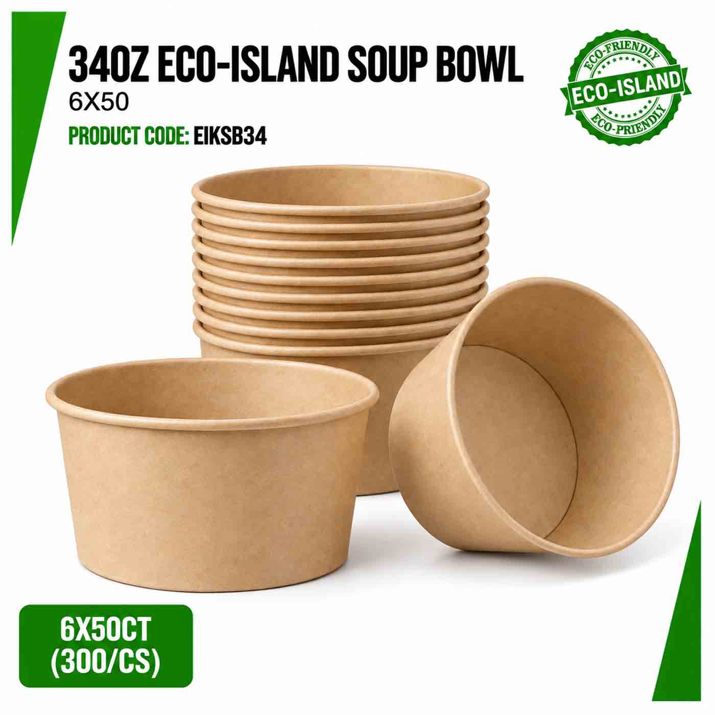Soup Bowl 34oz (1000ml) Kraft Paper Eco-Island 6/50