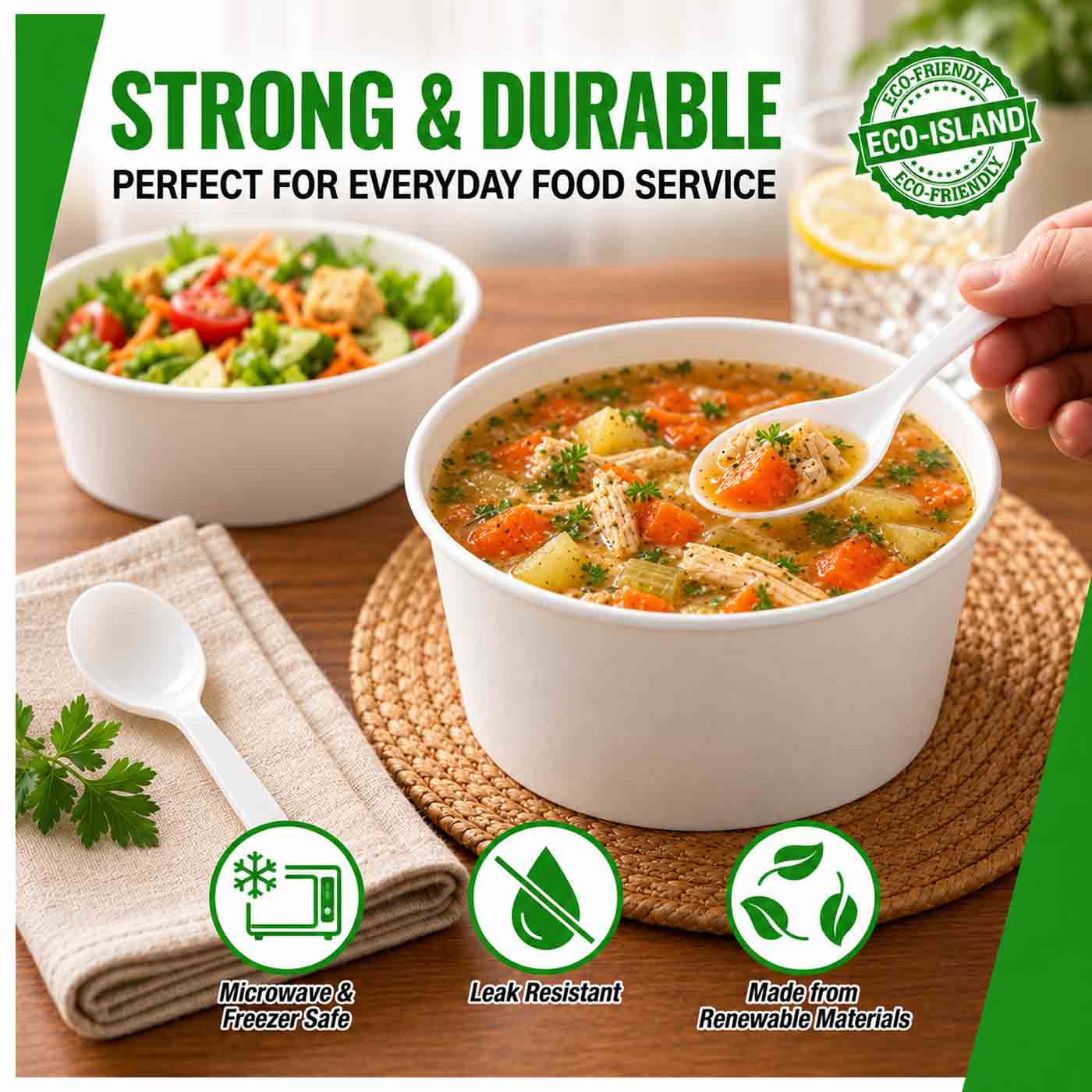 Soup Bowl 34oz (1000ml) Paper White Eco-Island 6/50