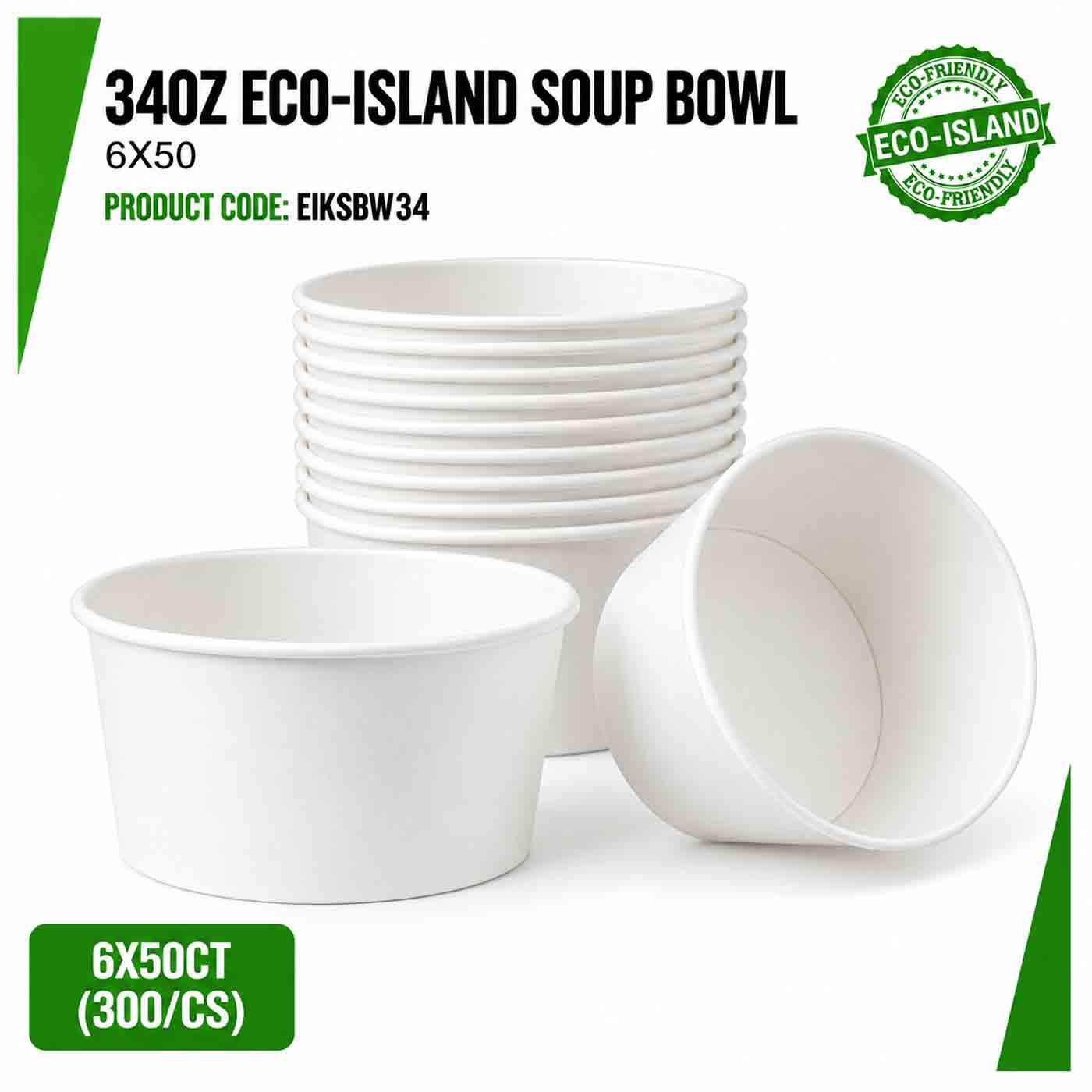 Soup Bowl 34oz (1000ml) Paper White Eco-Island 6/50