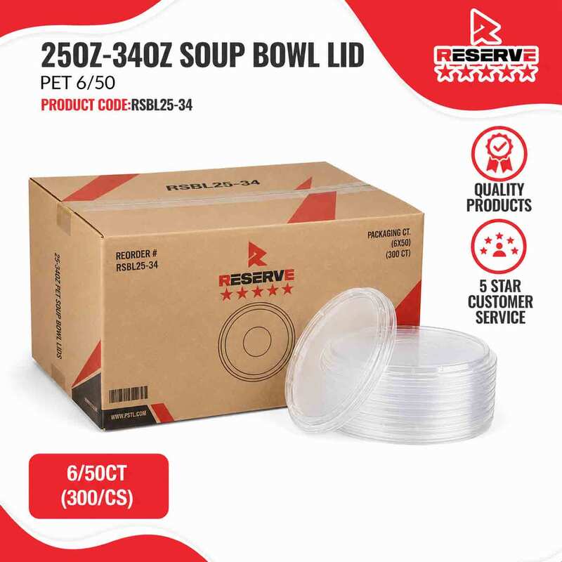 Soup Bowl Lid PET 25-34oz Reserve 6/50