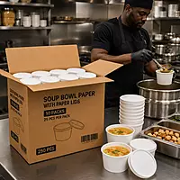 Soup Bowl Paper w/ paper lids 12oz Choice 10/25