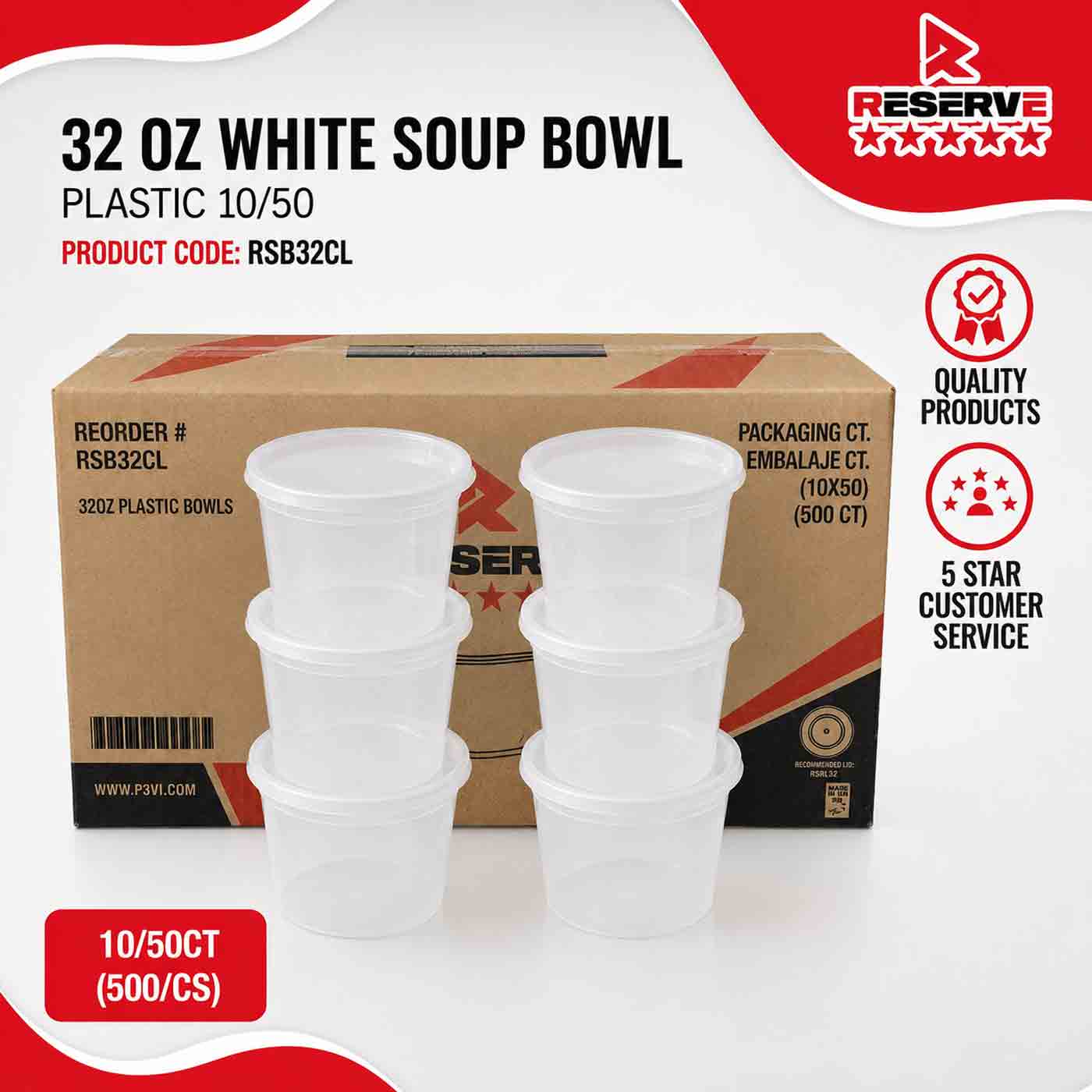 Soup Bowl P/Clr 32oz Reserve 10/50