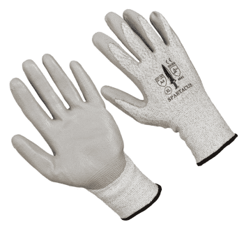 A4 PU Coated Palm with Gray and Black 13 Gauge HPPE liner