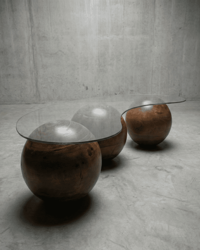 Spherical Ball Glass Coffee Table - Modern Sculptural Design