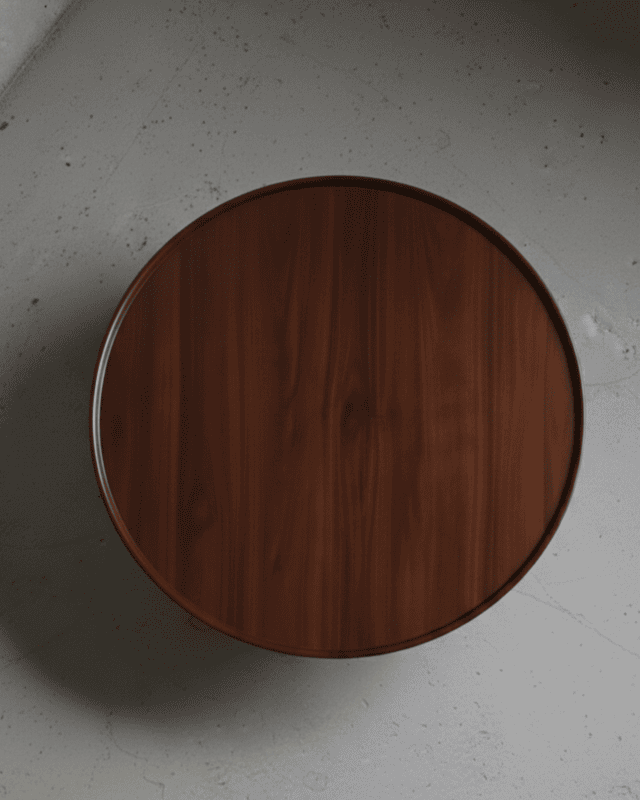 Spherical Coffee Table - Concave Wood Top, Spherical Base
