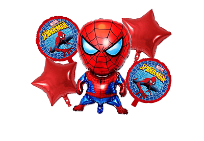 Spiderman Theme Foil Balloons - Red (Pack of 5)