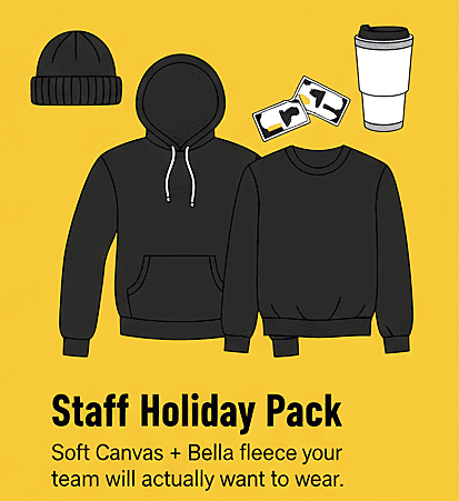 Staff Holiday Pack – Cozy Canvas + Bella Apparel for Your Team