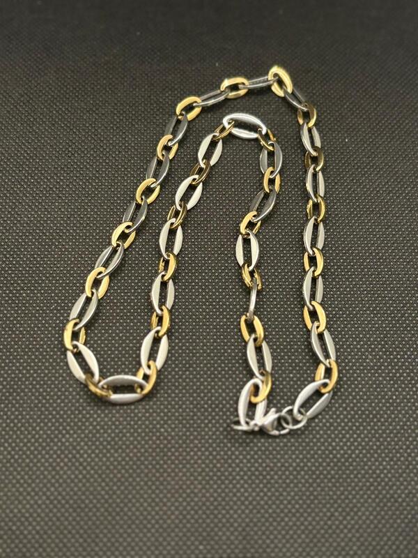 Stainless Steel Dual Tone Mariner Link Chain for Men