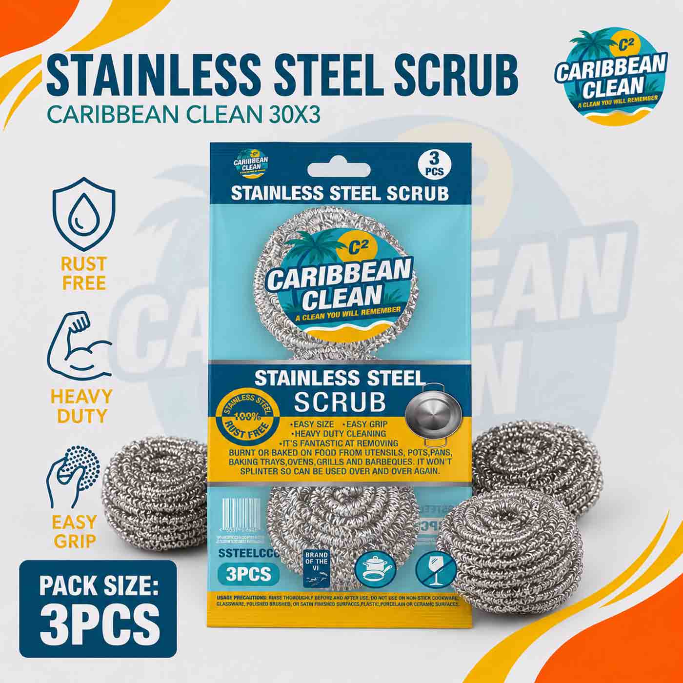 Stainless Steel Scrub Caribbean Clean 30/3
