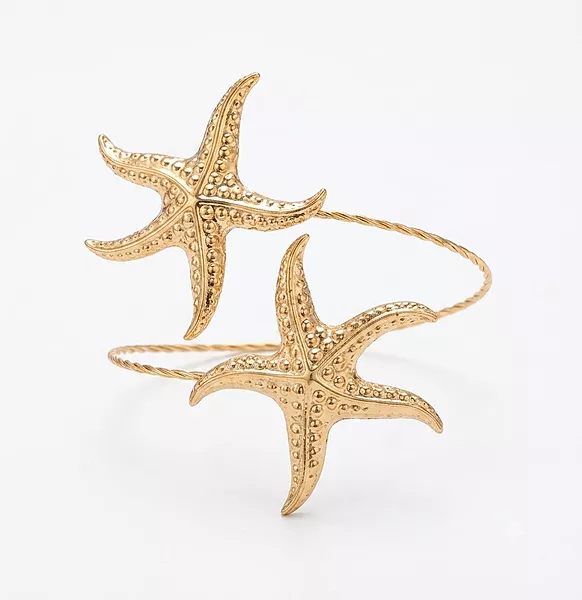 Ocean Gold Starfish Dual-Motif Statement Arm Cuff