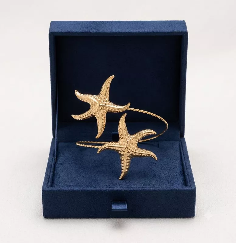 Ocean Gold Starfish Dual-Motif Statement Arm Cuff