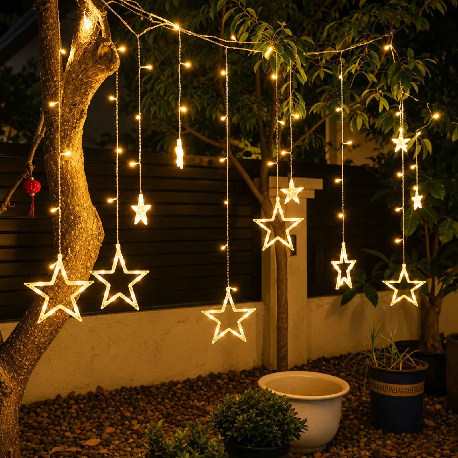 Star Curtain LED String Lights – 138 LED, 8 Flash Modes, Warm White Copper Wire Fairy Lights for Decoration - 2.5 Mtr