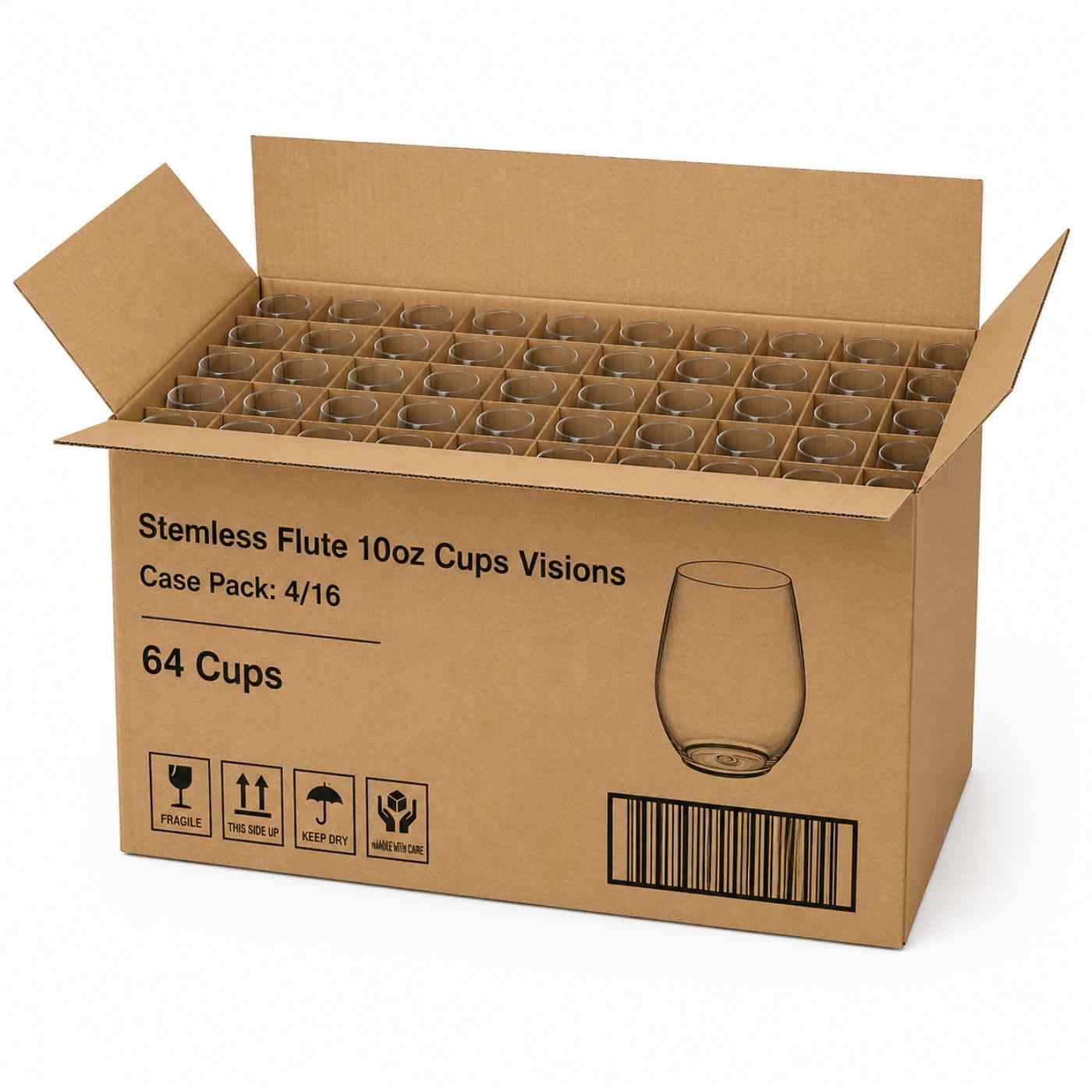 Stemless Flute 10oz Cups Visions 4/16