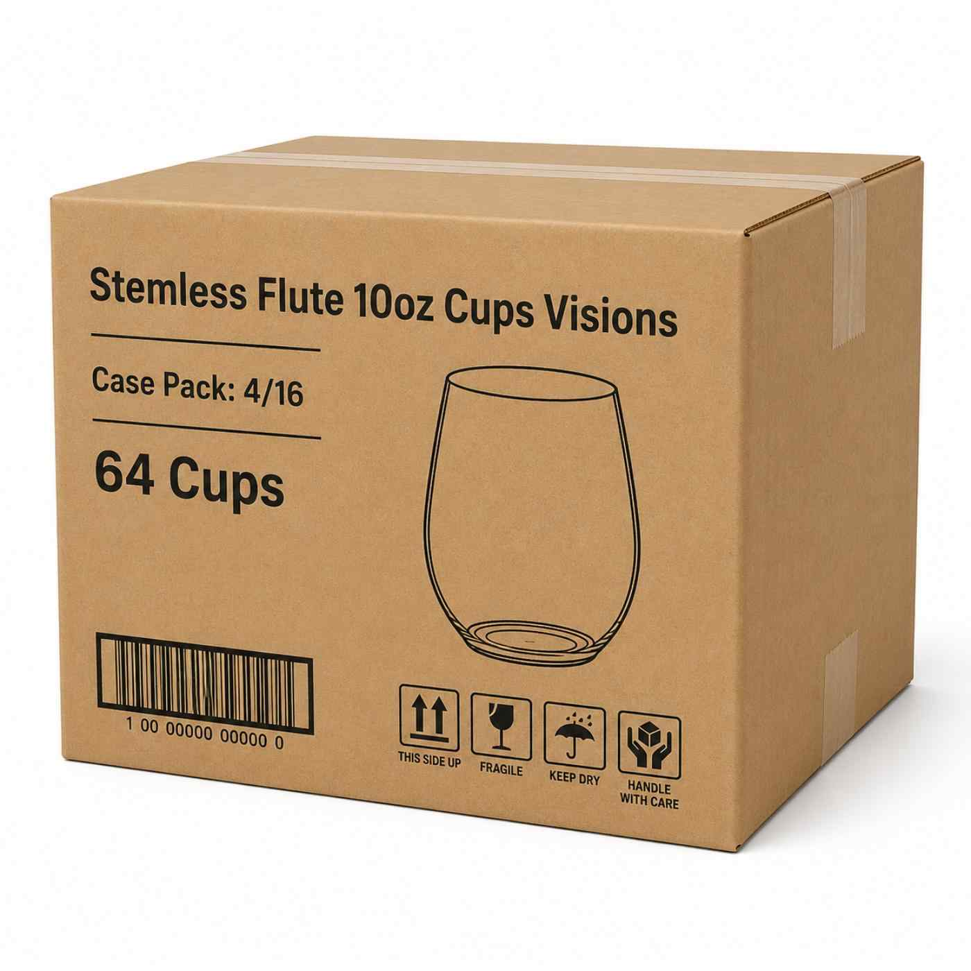 Stemless Flute 10oz Cups Visions 4/16