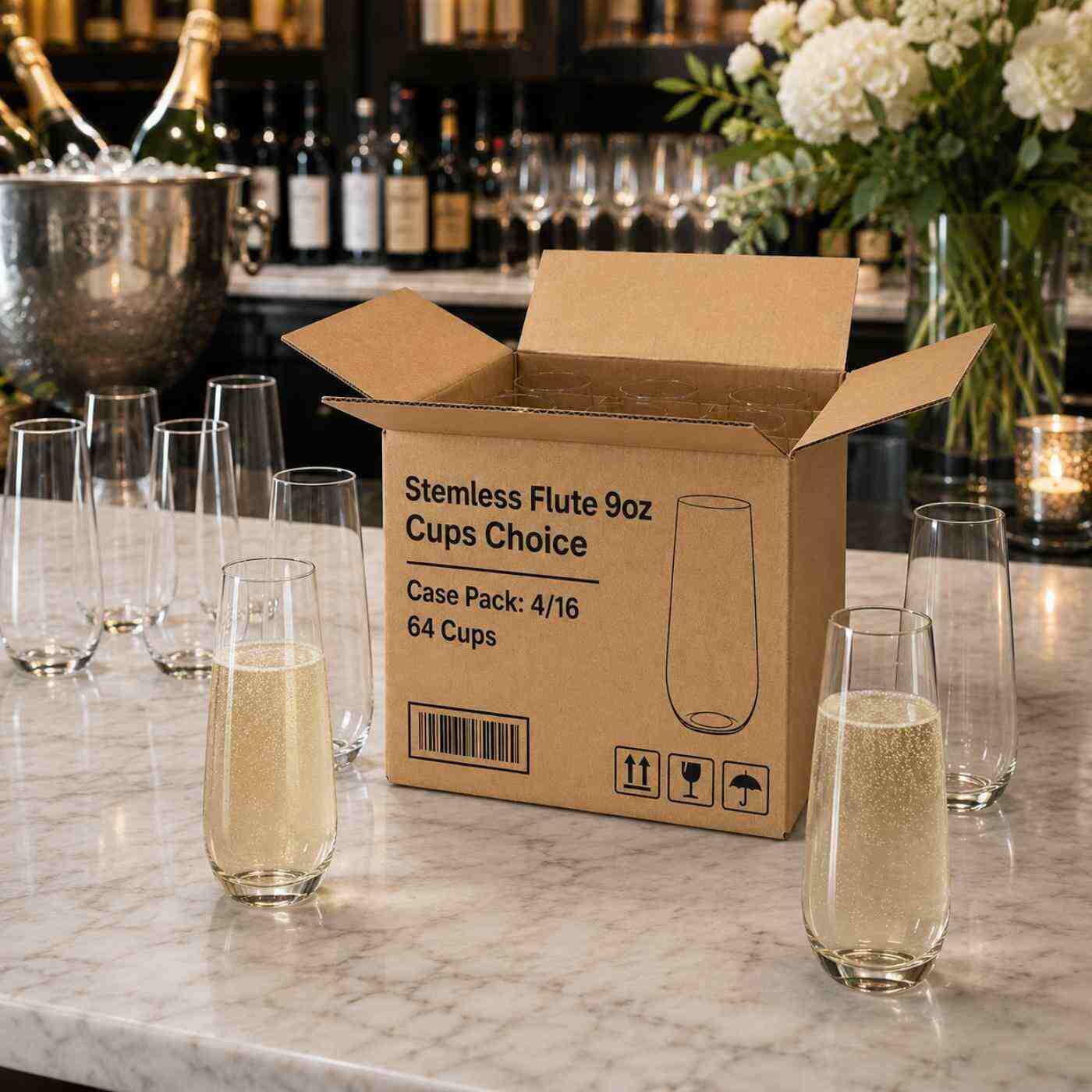 Stemless Flute 9oz Cups Choice 4/16