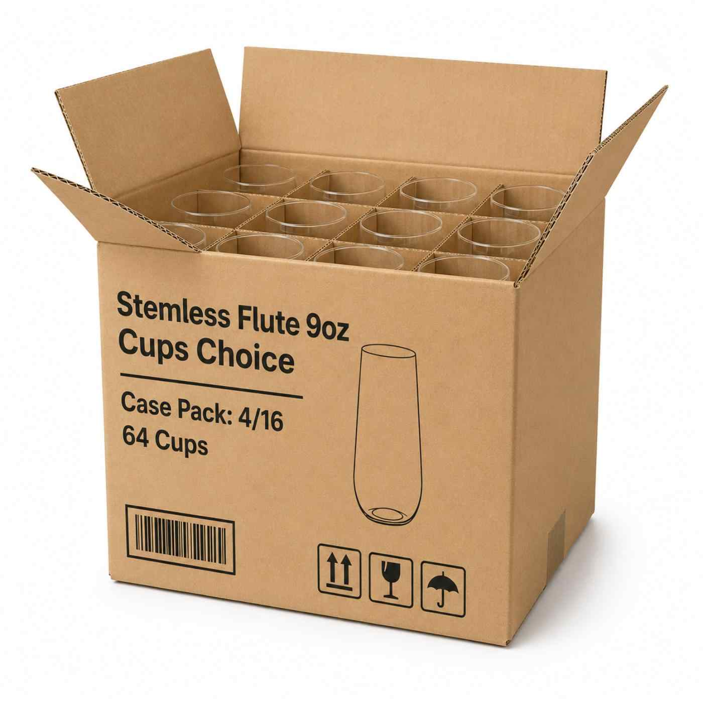 Stemless Flute 9oz Cups Choice 4/16