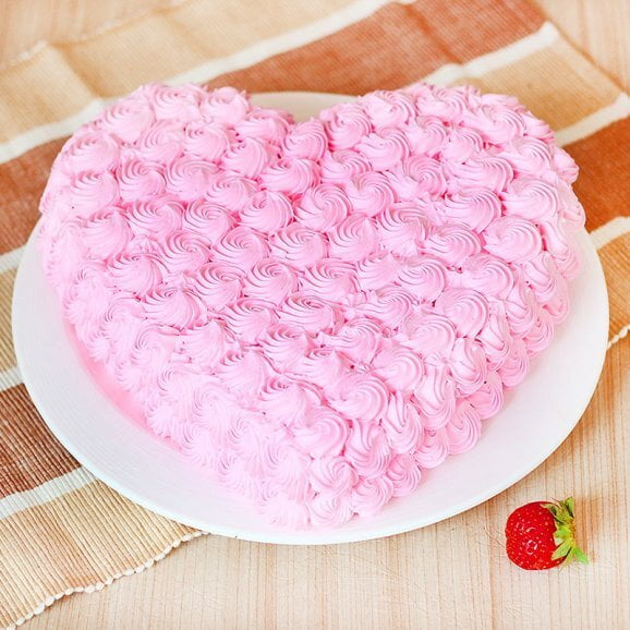 Heart Shaped Strawberry Eggless Cake Heart Shaped Strawberry Eggless Cake