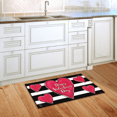 Striped Heart “Happy Valentine’s Day” Doormat (18" x 30")