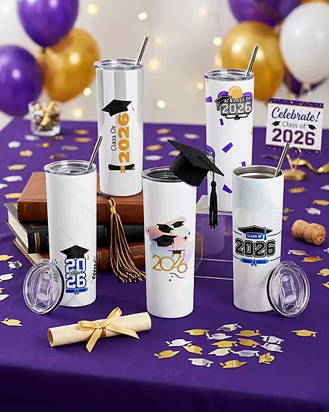 Personalized Summit Series graduation tumbler with custom school colors and Class of 2026 design