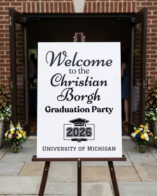Summit Series Honor graduation entrance sign with graduate and school personalization