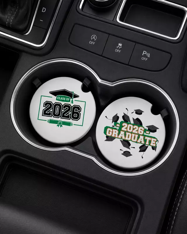 Summit Series Varsity Vehicle Coasters with varsity-style graduation design