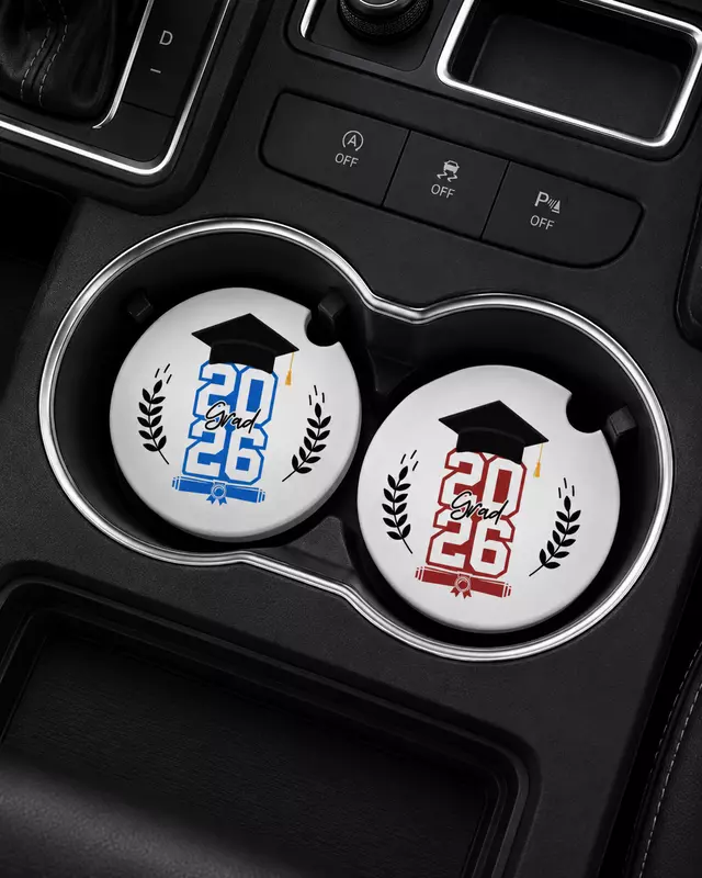 Summit Series Varsity Vehicle Coasters with varsity-style graduation design