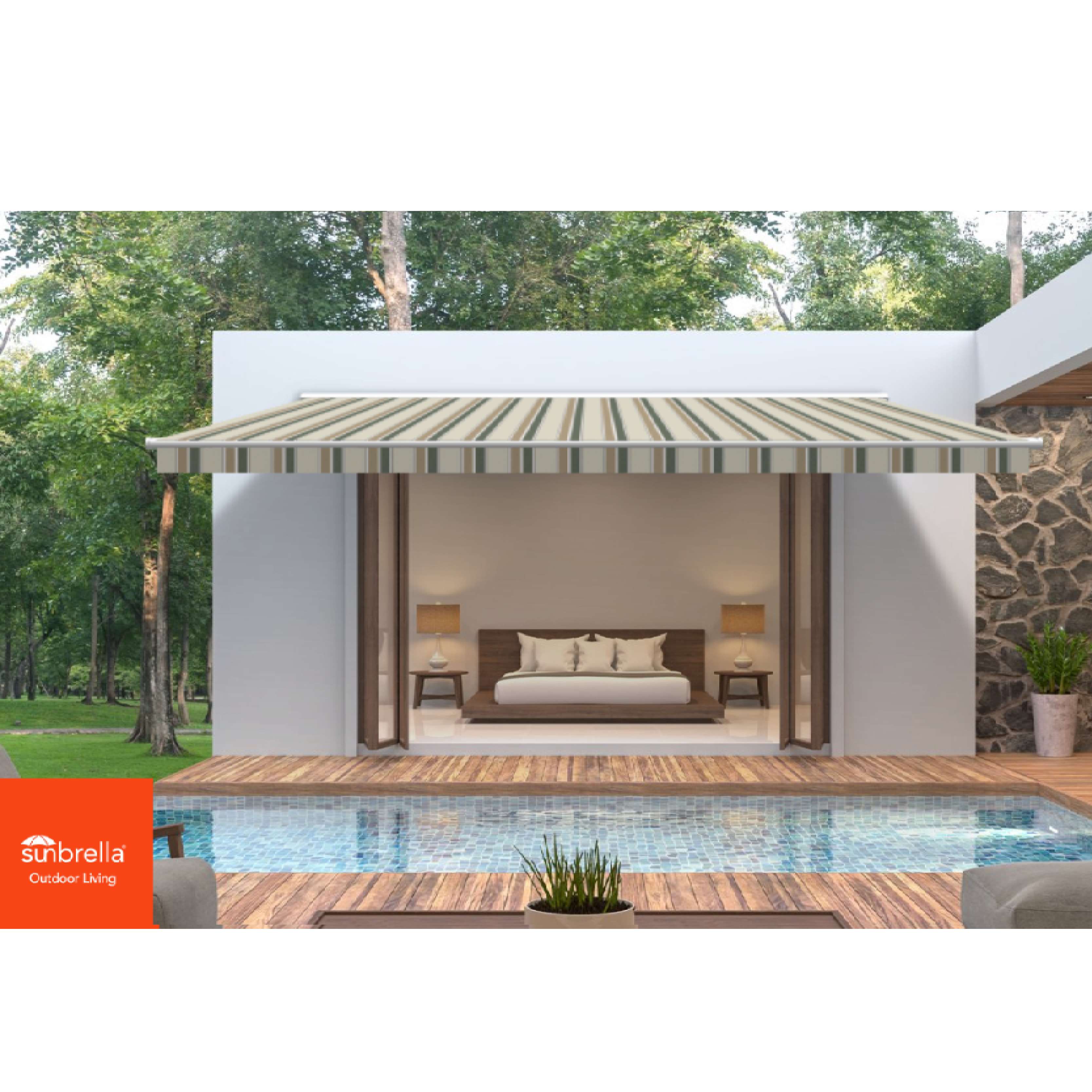 Fern/Heather Beige Block Stripe Sunbrella Shade SKU 4959-0000