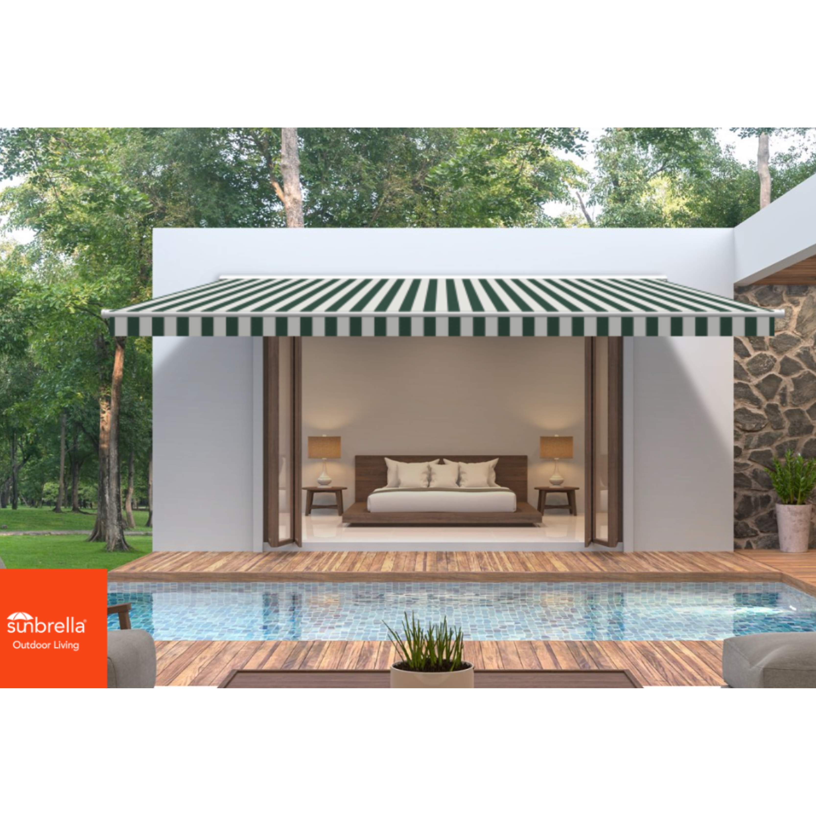 Beaufort Forest Green/Natural 6 Bar Sunbrella Shade SKU 4806-0000