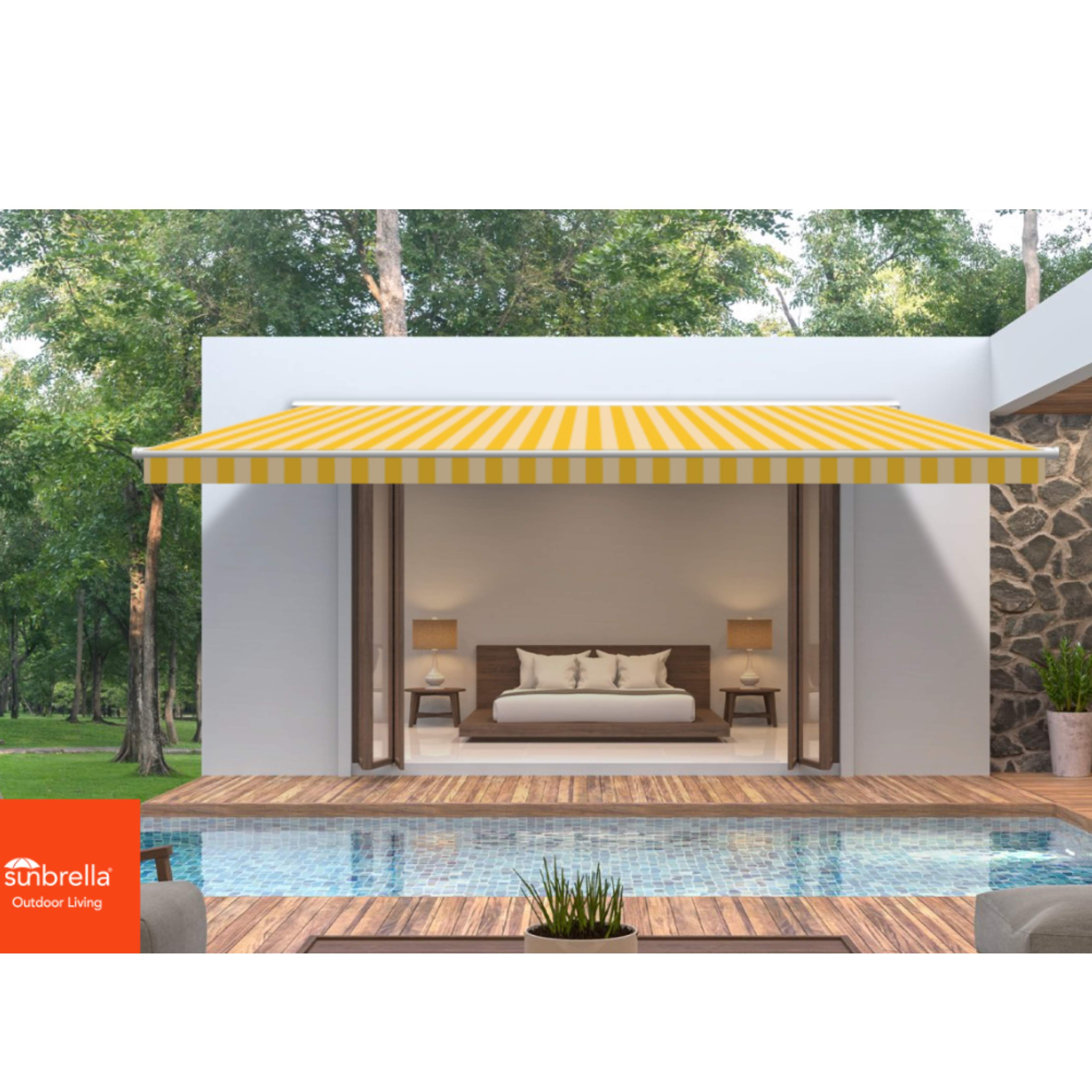 Beaufort Yellow/White 6 Bar Sunbrella Shade SKU 5702-0000