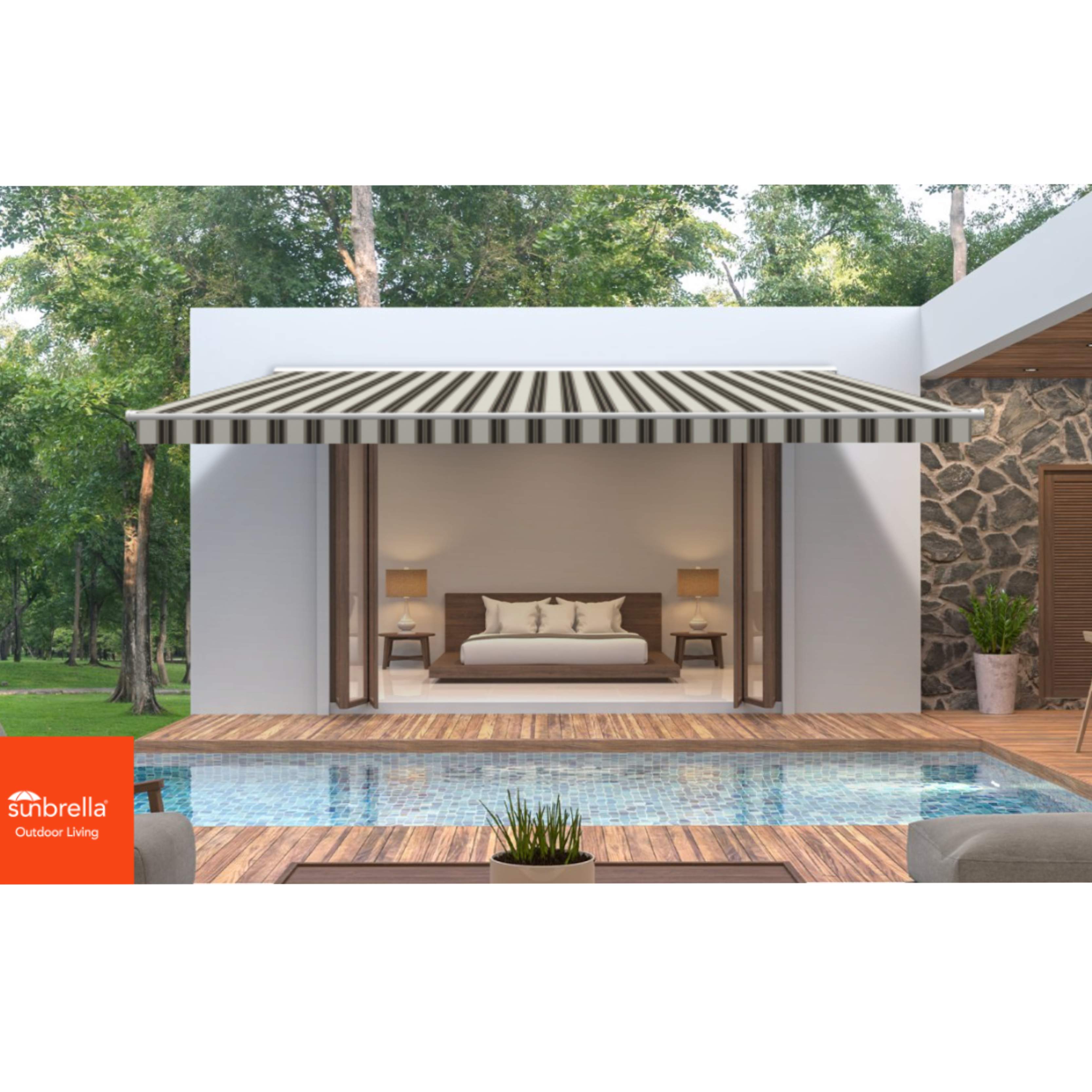 Black/Taupe Fancy Sunbrella Shade SKU 4946-0000