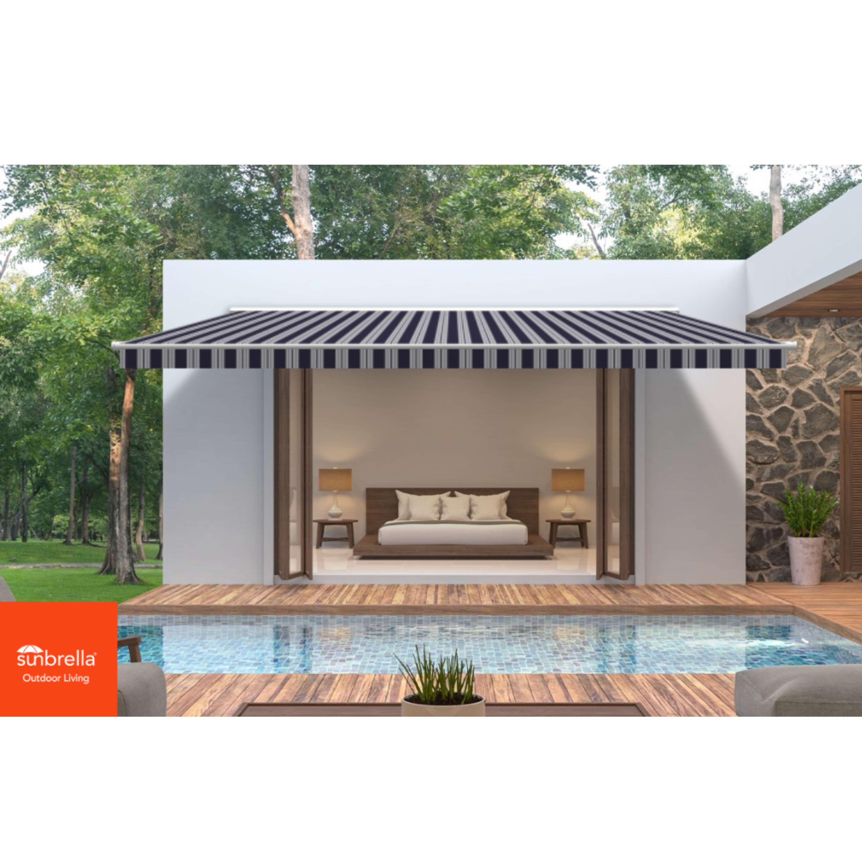 Captain Navy/Natural Classic Sunbrella Shade SKU 4902-0000