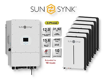 12.0 kW SUNSYNK 3-Phase Hybrid - SUNSYNK Combo, c/w 6 x 5.32 G kWh Lithium Batteries
