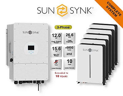 12.0 kW SUNSYNK 3-Phase Hybrid - SUNSYNK Combo, c/w 5 x 5.32 G kWh Lithium Batteries 12.0 kW SUNSYNK 3-Phase Hybrid - SUNSYNK Combo, c/w 5 x 5.32 G kWh Lithium Batteries