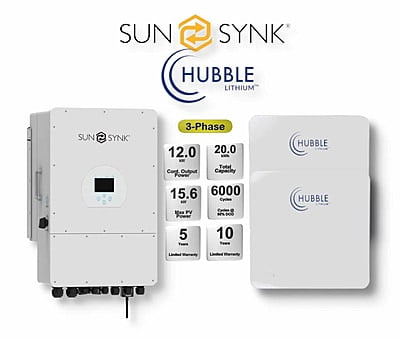 12.0 kW SUNSYNK 3-Phase Hybrid - HUBBLE Combo, c/w 2x 10.0 kWh Lithium Batteries 12.0 kW SUNSYNK 3-Phase Hybrid - HUBBLE Combo, c/w 2x 10.0 kWh Lithium Batteries