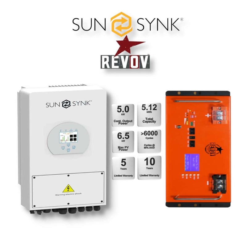 5.0 kW SUNSYNK Hybrid - REVOV Combo, c/w 5.12 kWh Lithium Battery