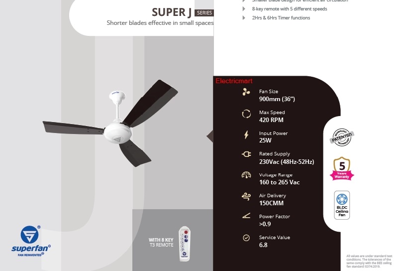 Super Fan - Super J1 ceiling fan with BLDC motor