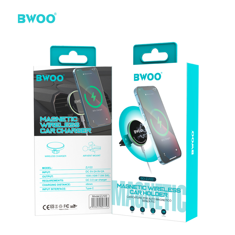 Support Chargeur Auto Magnetique Pour Cellulaire Bwoo BO-ZJ122 Noir