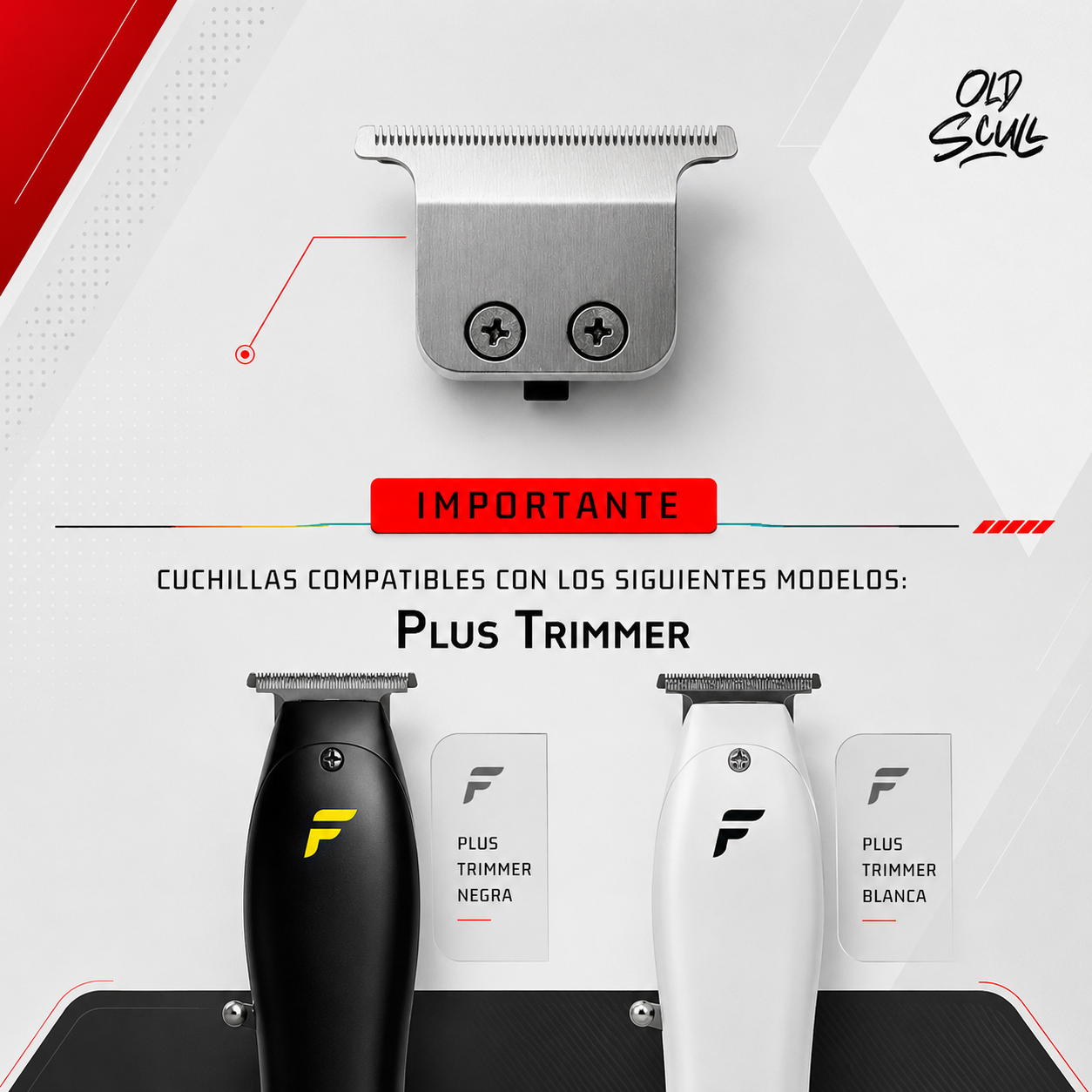 T-Shape Trimmer Blade (Inox/Inox) T-010 Marca Old Scull