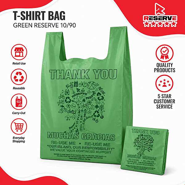 T-Shirt Bag 11.5x6.5x21 Green Reserve 10/90