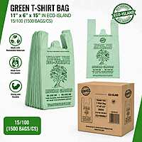 T-Shirt Bag 11x6x15 Green Eco-Island 15/100
