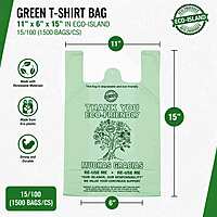 T-Shirt Bag 11x6x15 Green Eco-Island 15/100