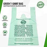 T-Shirt Bag 12x7x22 Green Eco-Island 10/70