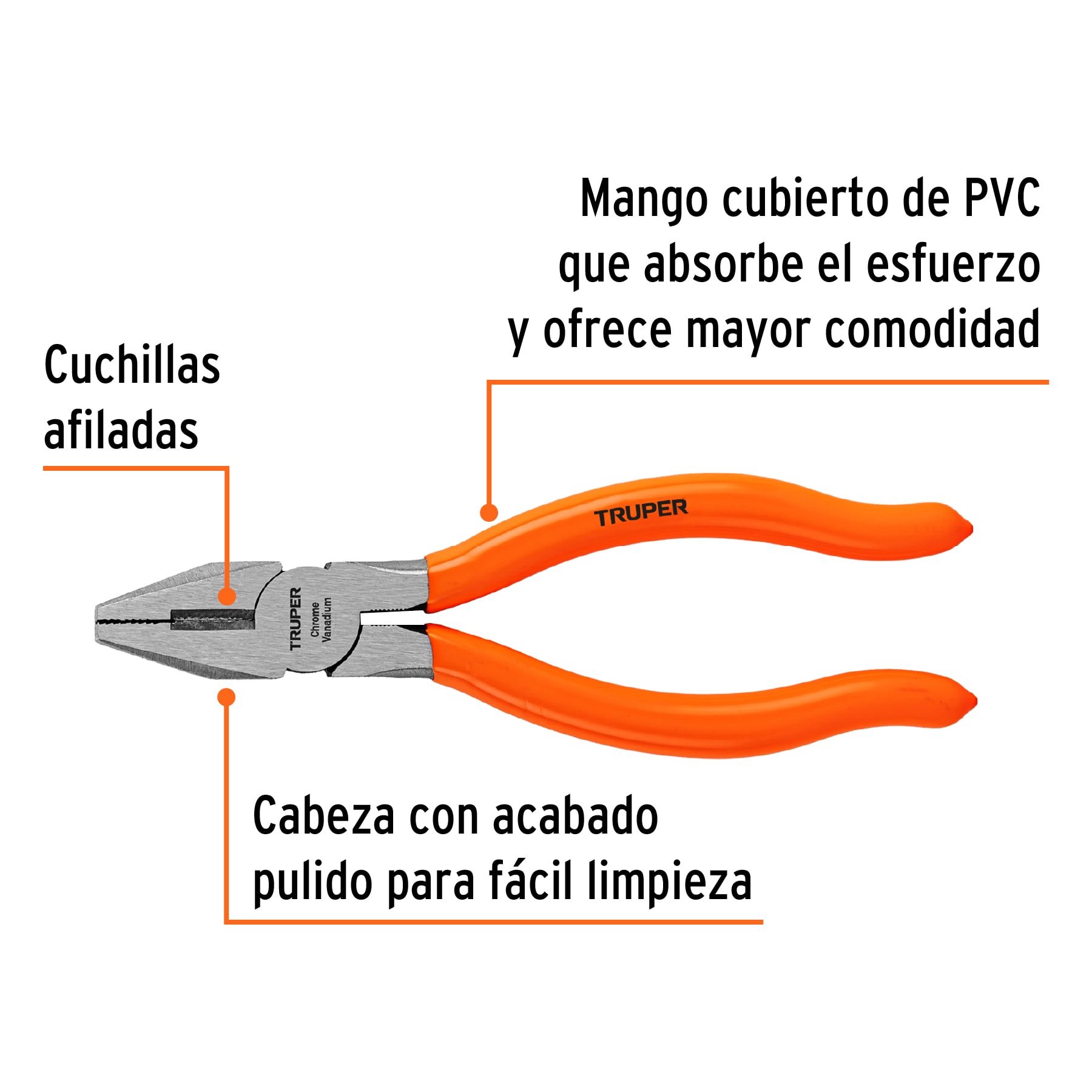 Pinza para electricista 6', mango de PVC - T200-6 / 17306