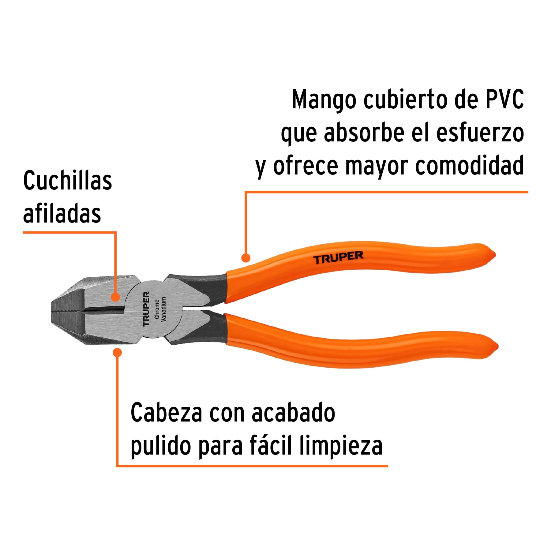 Pinza profesional para electricista 7', mango de PVC - T201-7 / 17303