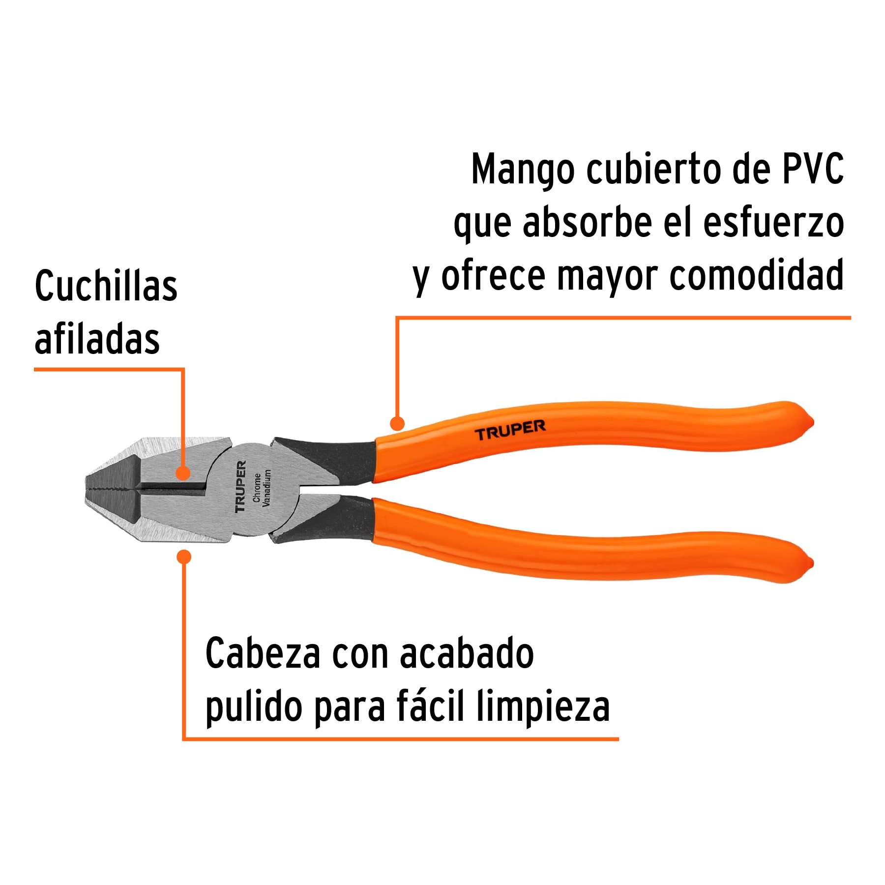 Pinza profesional para electricista 8', mango de PVC - T201-8 / 17304