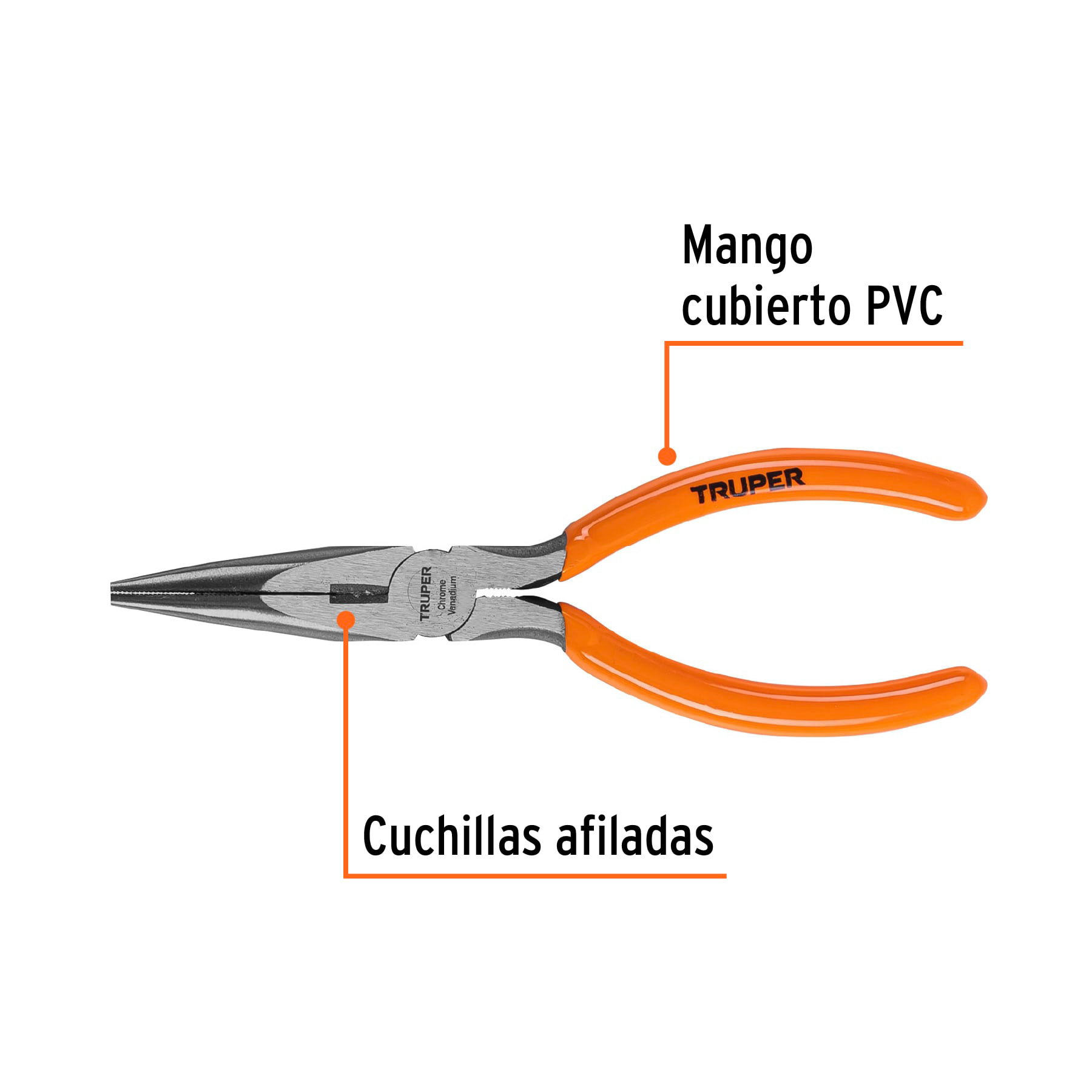 Pinza punta y corte 6', mango de PVC - T203-6 / 17309