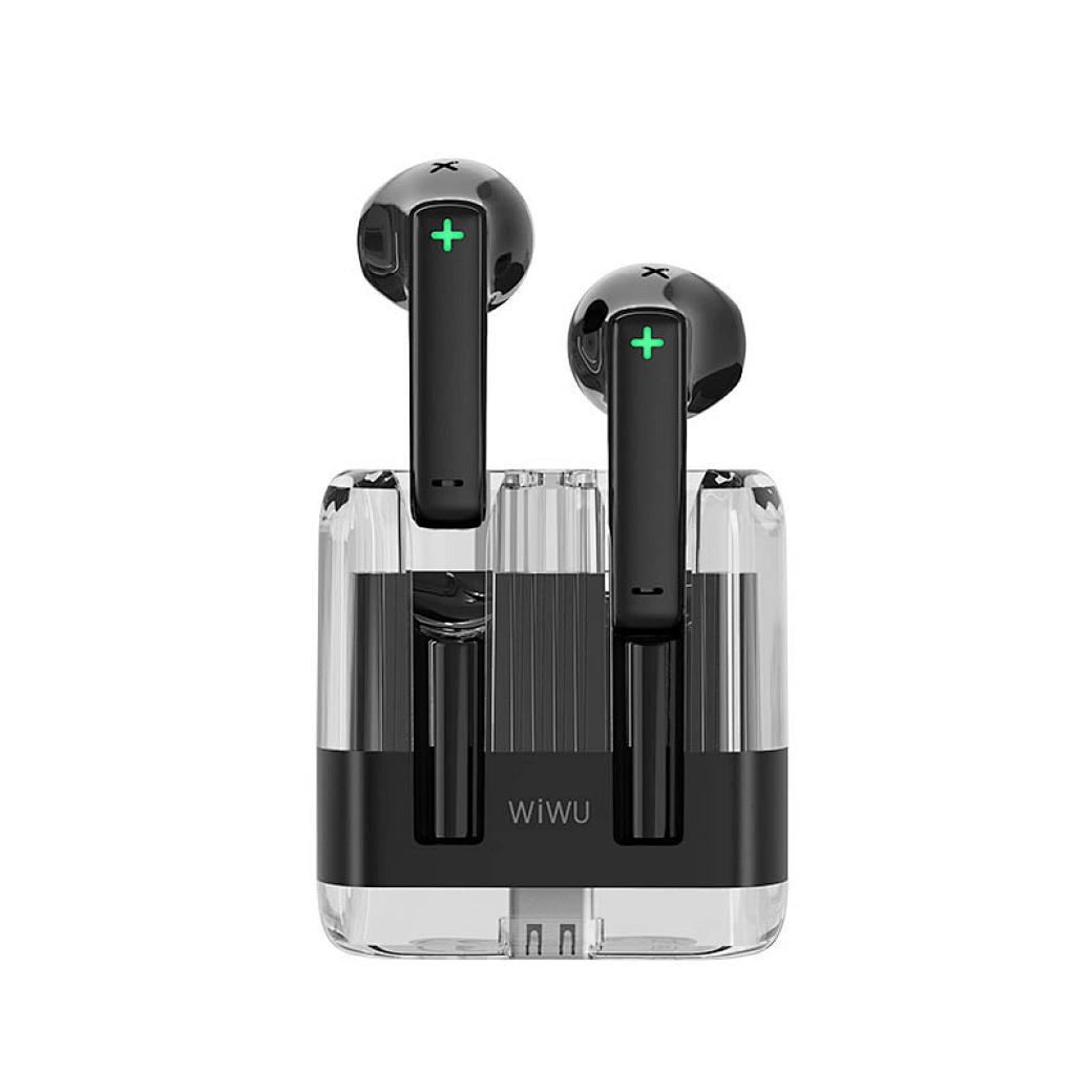 WiWU Transparent Wireless Bluetooth Earbuds T21 Ergonomic Semi earphone black