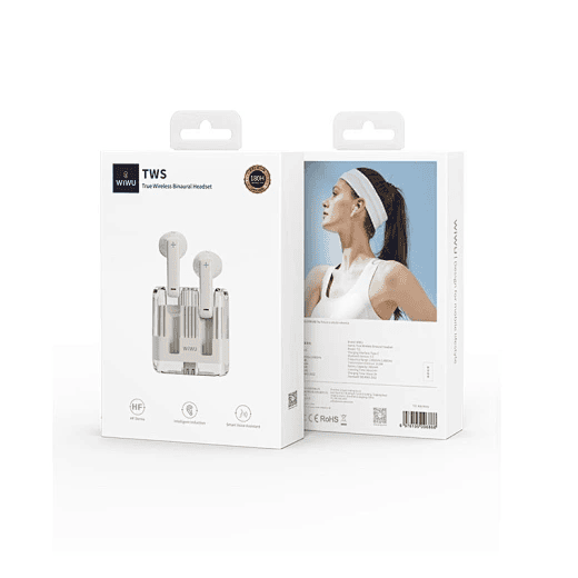 WiWU Transparent Wireless Bluetooth Earbuds T21 Ergonomic Semi earphone grey