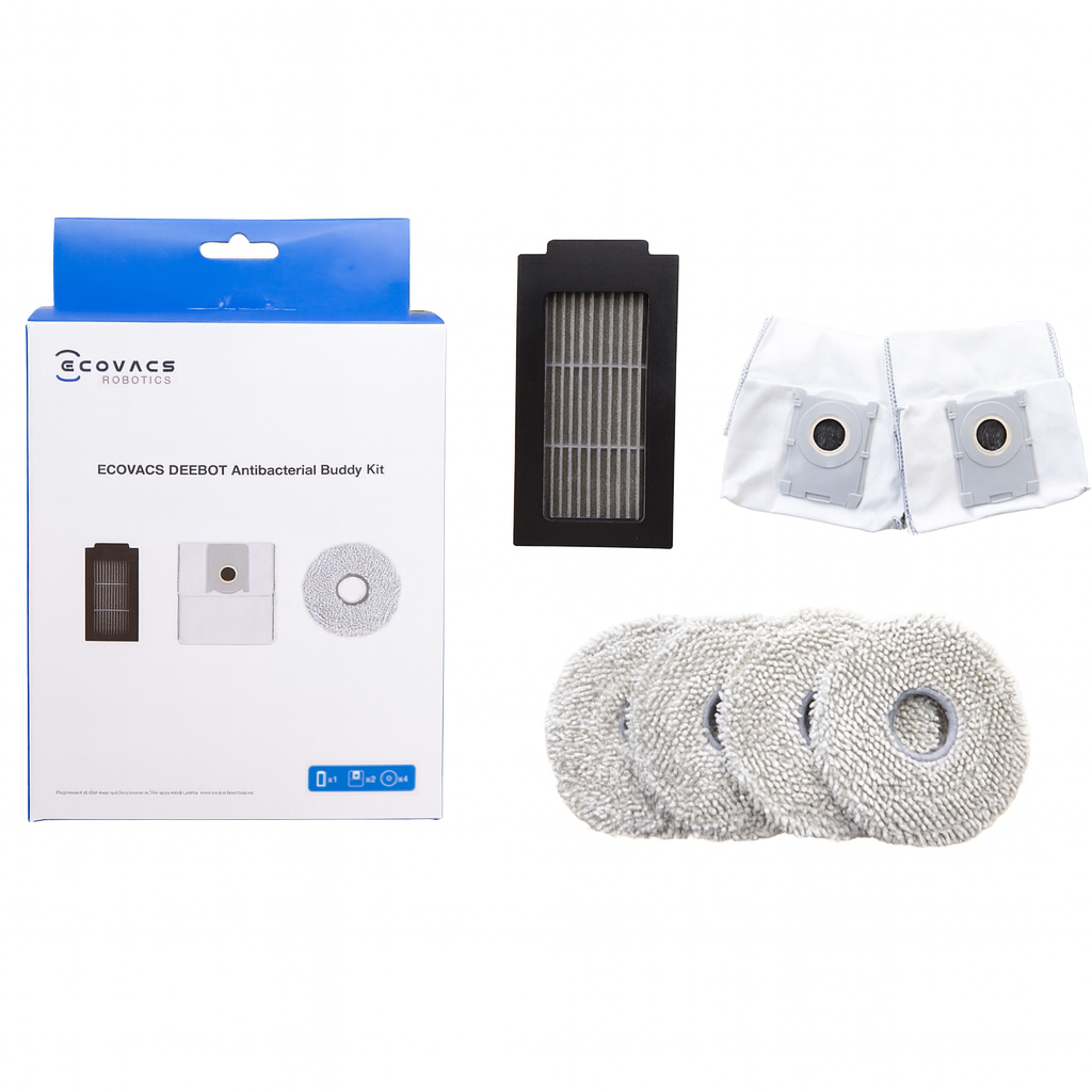 Ecovacs Deebot T30C Buddy Kit - 1 Filters, 2 Antibacterial Dust Bags, 4 Washable Mopping Pads