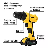 Kit taladro 3/8', 12V, 33 accesorios, en estuche, PRETUL, 27120 - TALI-12PK2
